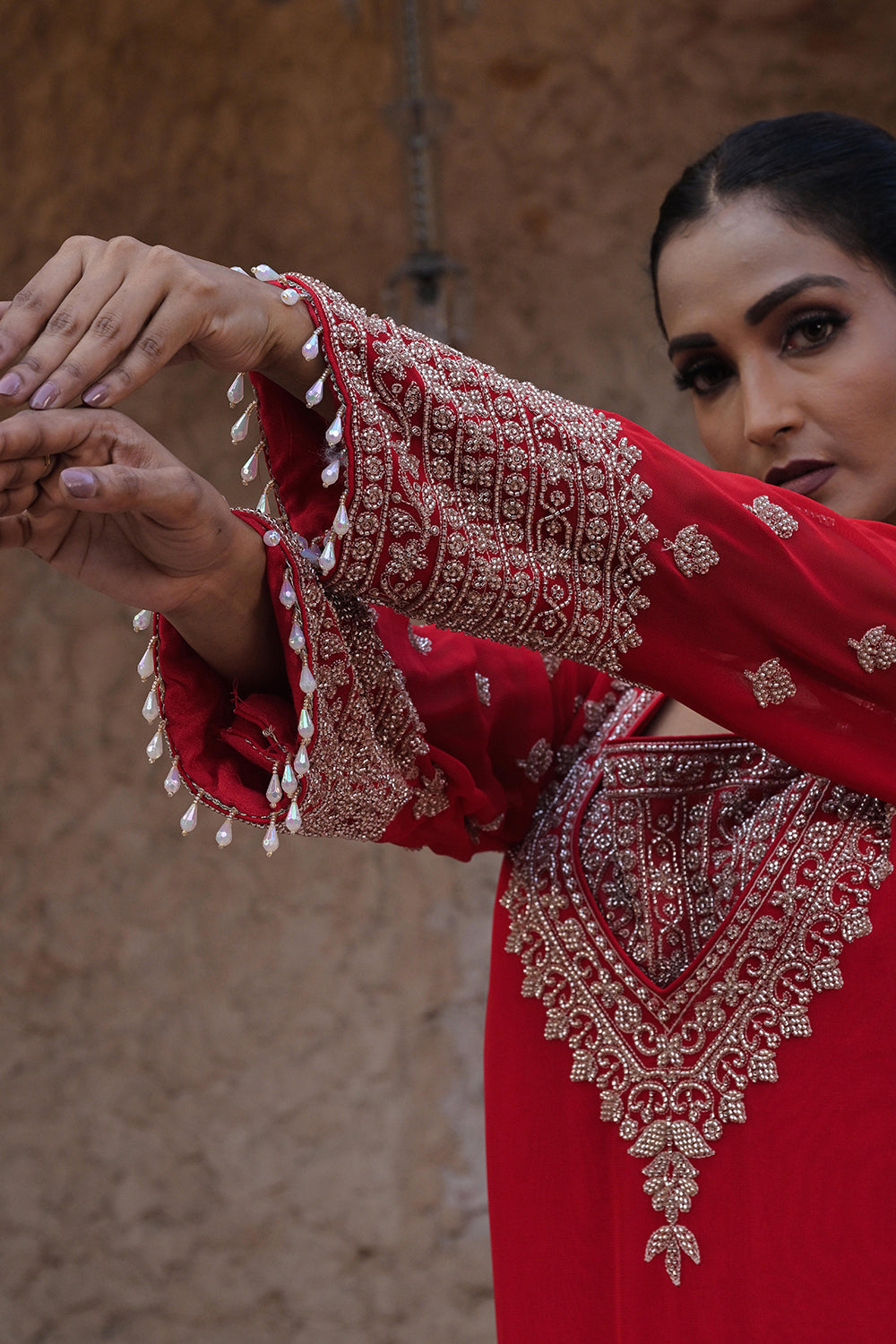 Classic Red Kurta Palazzo Set