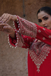 Classic Red Kurta Palazzo Set