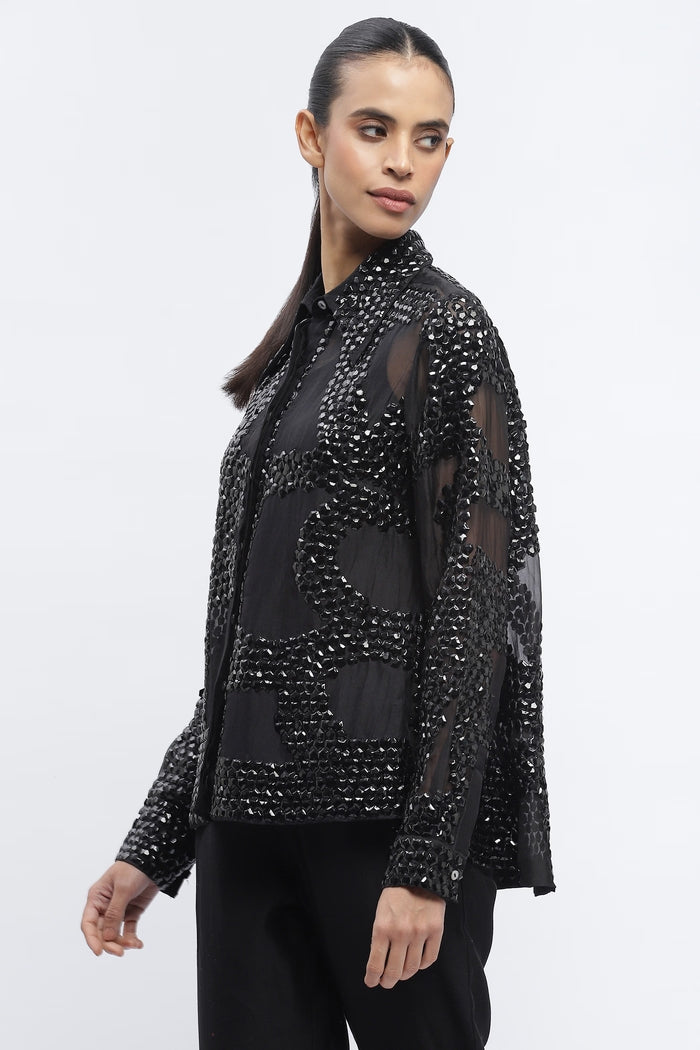 Silk Organza Sequin Shirt
