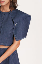 Nriti Shah in Sculpted Denim Co-ord Set