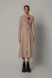 Brown Hokusai Embroidered 10 Cut