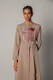 Brown Hokusai Embroidered 10 Cut