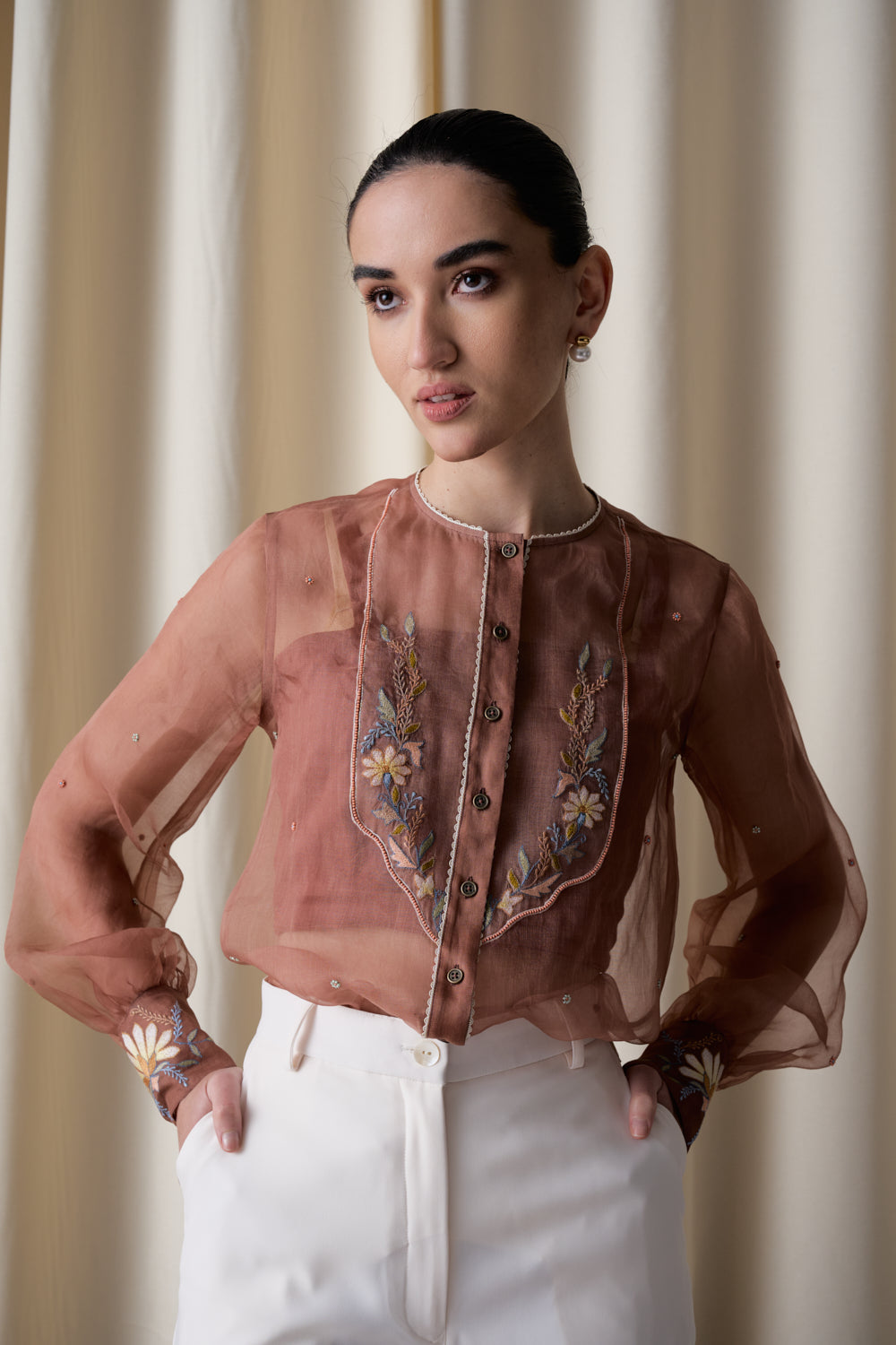 Mocha sheer top image 0