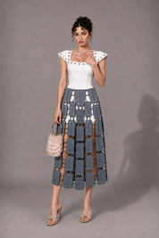 Blue Suspended Tile Skirt Set