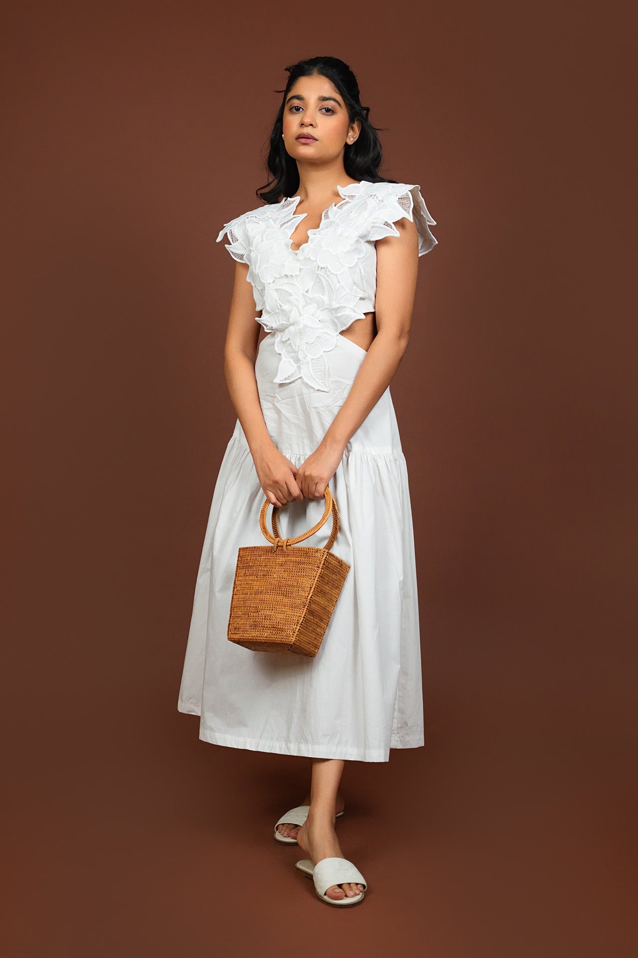 Sneha Adwani in Lacey Love Midi Dress