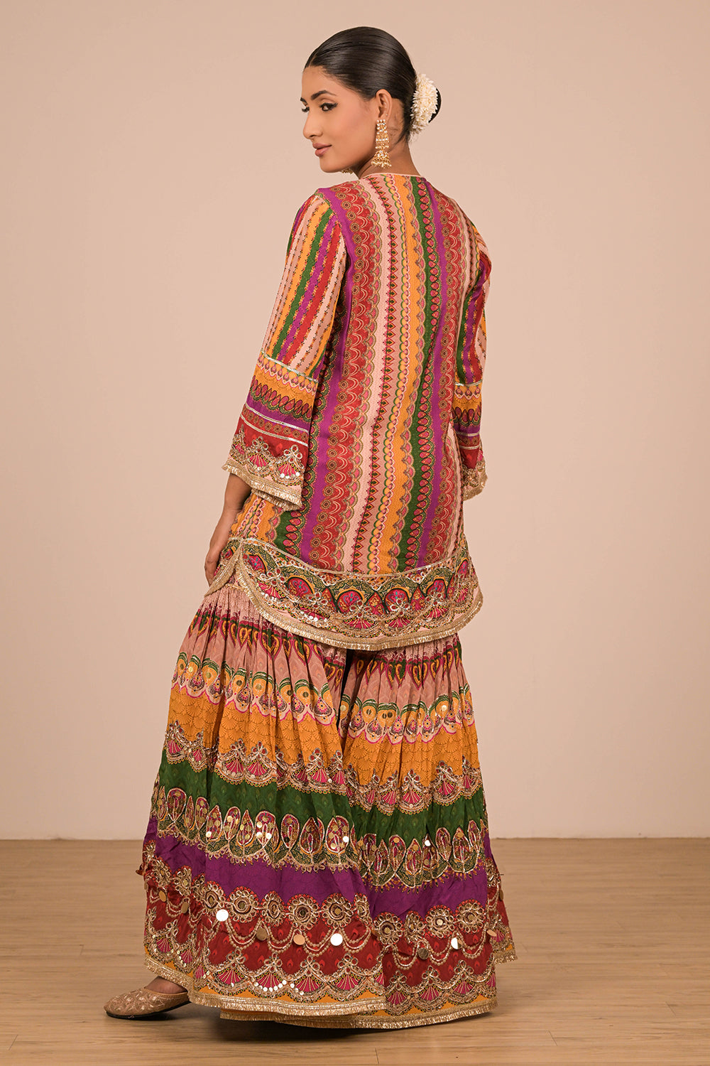 Multicolour Sharara Set With Bag