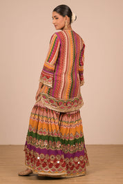 Multicolour Sharara Set With Bag