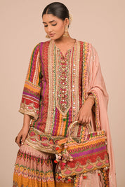 Multicolour Sharara Set With Bag
