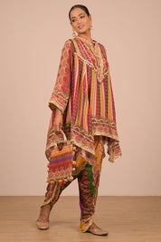 Multicolour Crepe Tulip Pant Suit with Bag