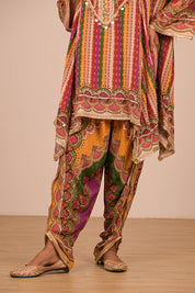 Multicolour Crepe Tulip Pant Suit with Bag
