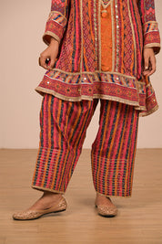 Orange Suit Set With Farsi Salwar And Bag