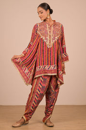 Orange Crepe Suit Set with Tulip Pants and Matching Canvas Tote Bag