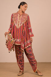 Orange Crepe Suit Set with Tulip Pants and Matching Canvas Tote Bag