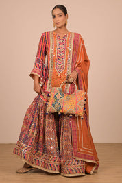Orange Sharara Suit With Bag