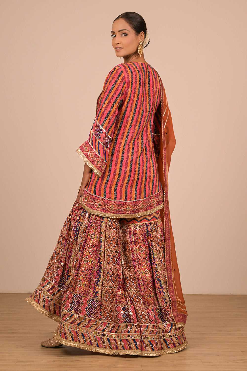 Orange Sharara Suit With Bag