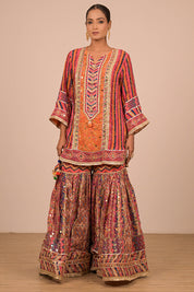 Orange Sharara Suit With Bag