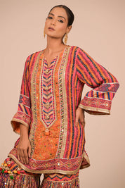Orange Sharara Suit With Bag
