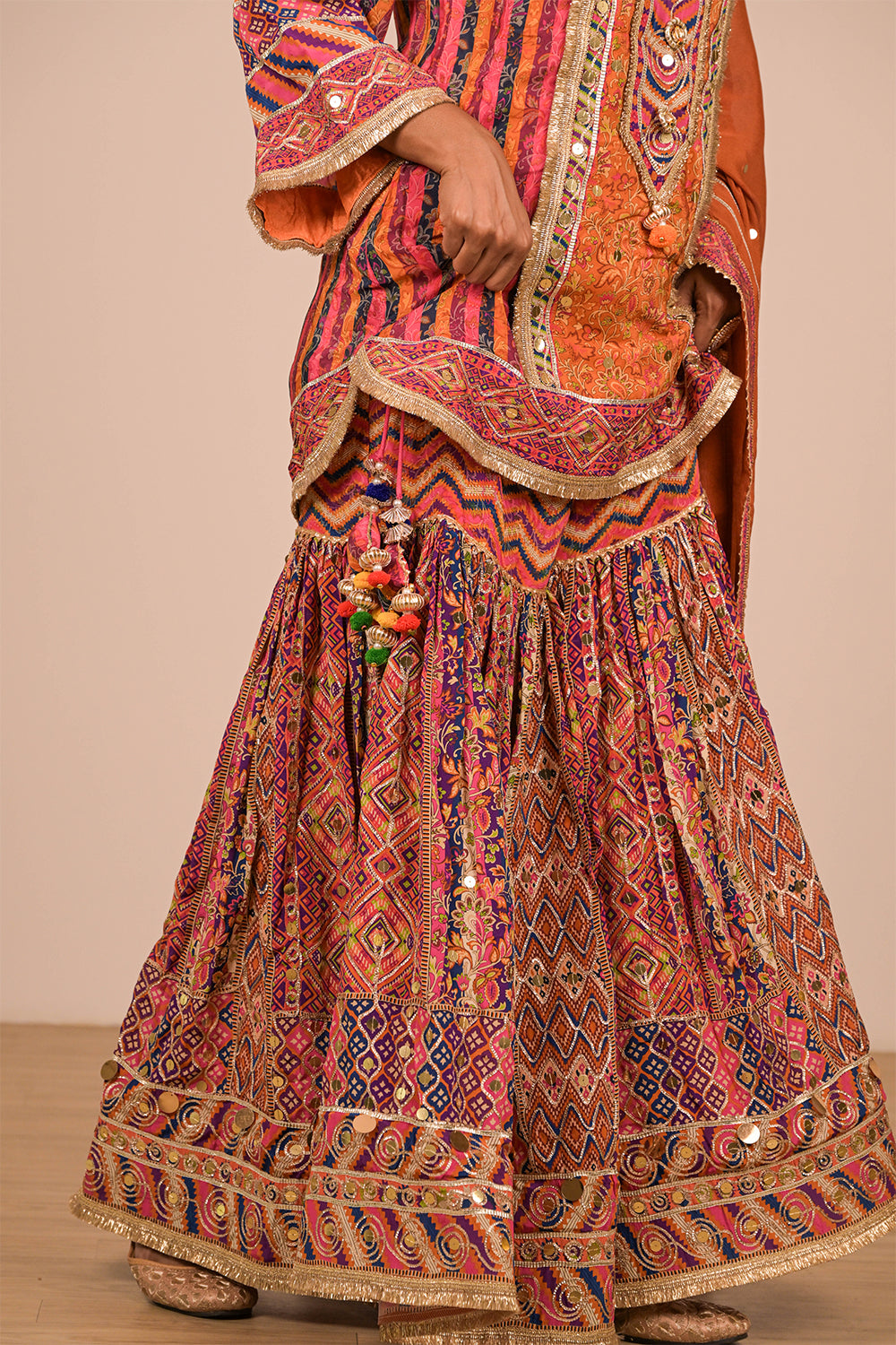 Orange Sharara Suit With Bag