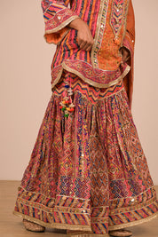 Orange Sharara Suit With Bag