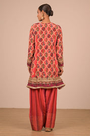 Persian Red Suit Set With Farsi Salwar And Bag
