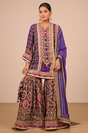 Purple Sharara Set With Bag