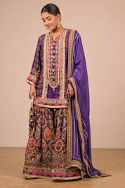 Purple Sharara Set With Bag