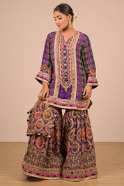 Purple Sharara Set With Bag