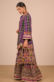 Purple Sharara Set With Bag