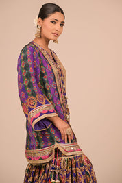 Purple Sharara Set With Bag