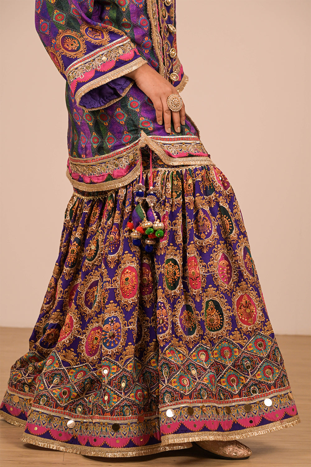 Purple Sharara Set With Bag