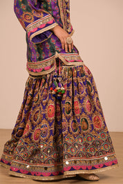 Purple Sharara Set With Bag