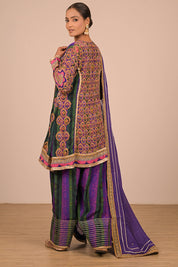 Purple Suit Set with Farsi Salwar And Bag
