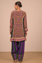 Purple Suit Set with Farsi Salwar And Bag