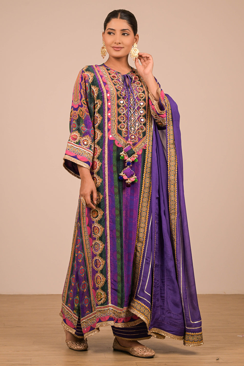 Purple Suit With Dupatta And Bag