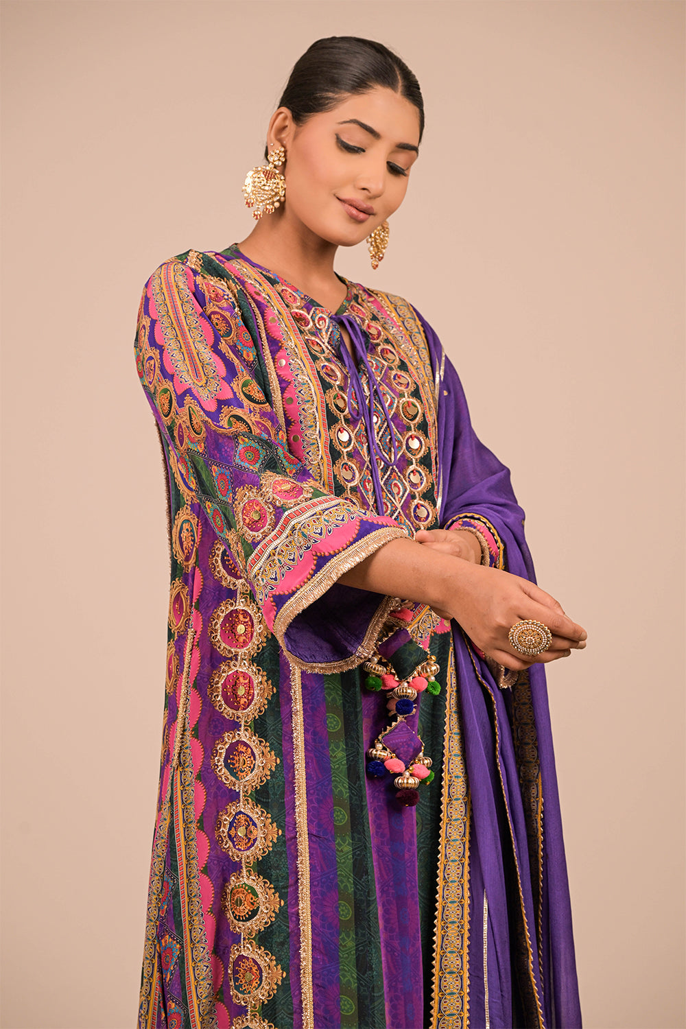Purple Suit With Dupatta And Bag