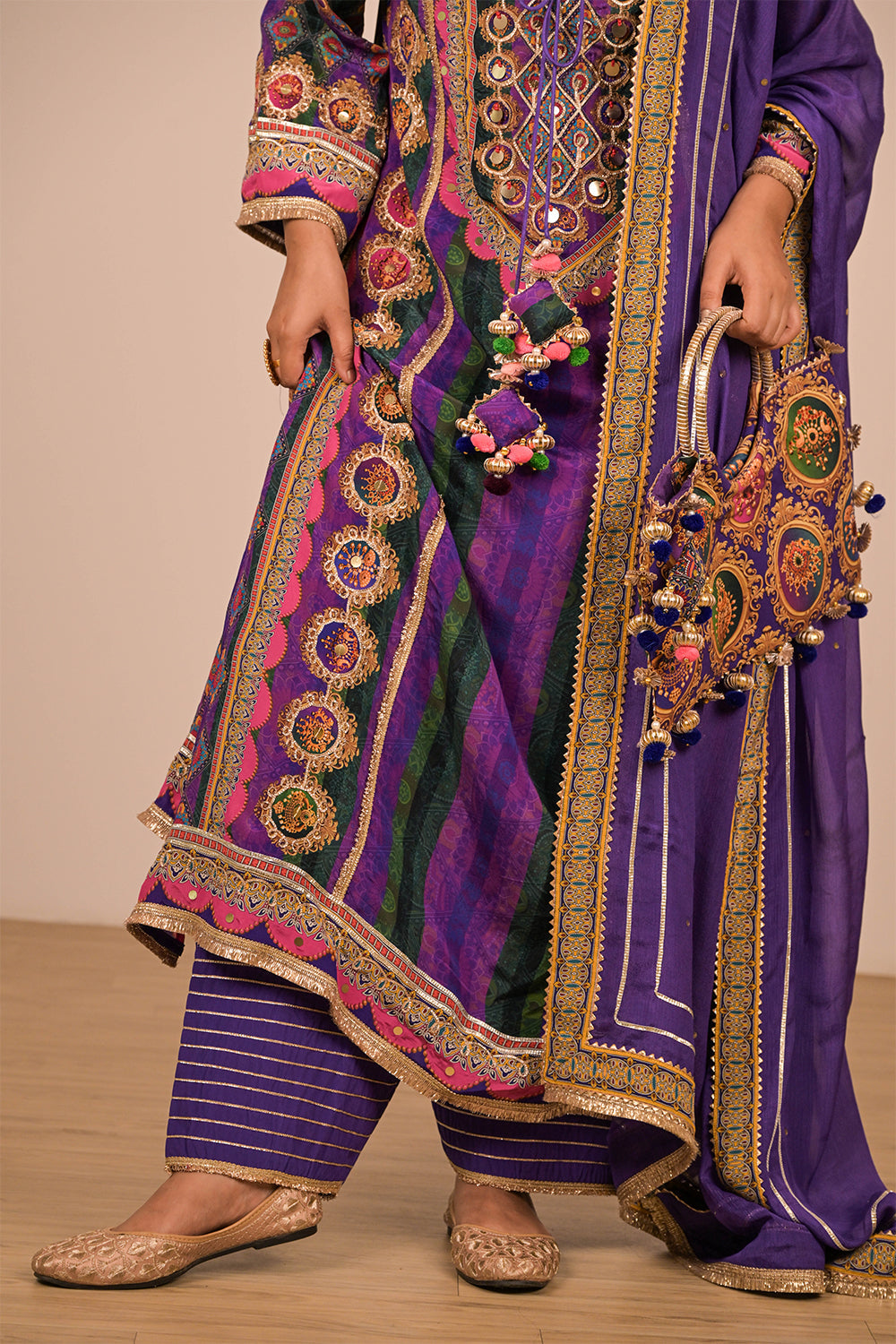 Purple Suit With Dupatta And Bag
