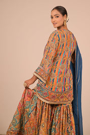 Sapphire Blue Sharara Set With Bag