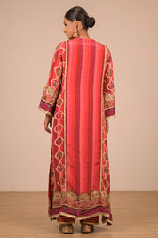 Vibrant Persian Red A Line Suit With Dupatta And Bag