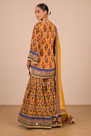 Yellow Crepe Sharara Set With Bag
