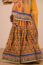 Yellow Crepe Sharara Set With Bag