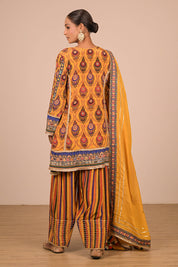 Yellow Suit Set with Farsi Salwar And Bag