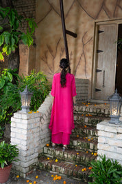 Red Magenta Choli Embroidered Pallazzo Set