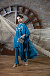 Blue Mirage Silver Embroidered Pallazzo Set