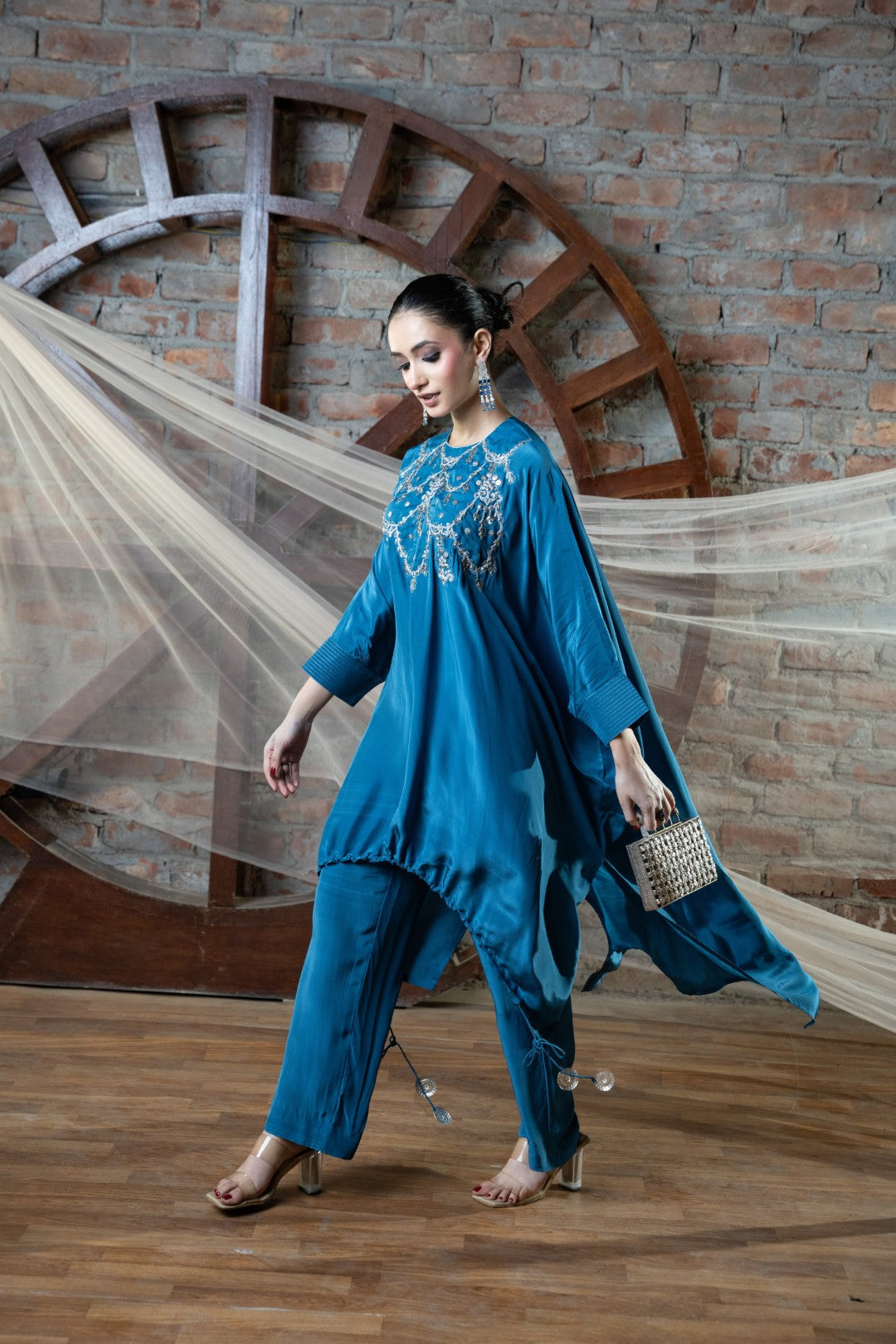 Blue Mirage Silver Embroidered Pallazzo Set