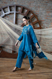 Blue Mirage Silver Embroidered Pallazzo Set
