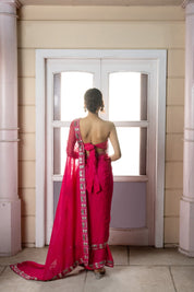 Rani Pink Smoking Saree