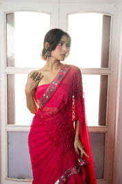 Rani Pink Smoking Saree