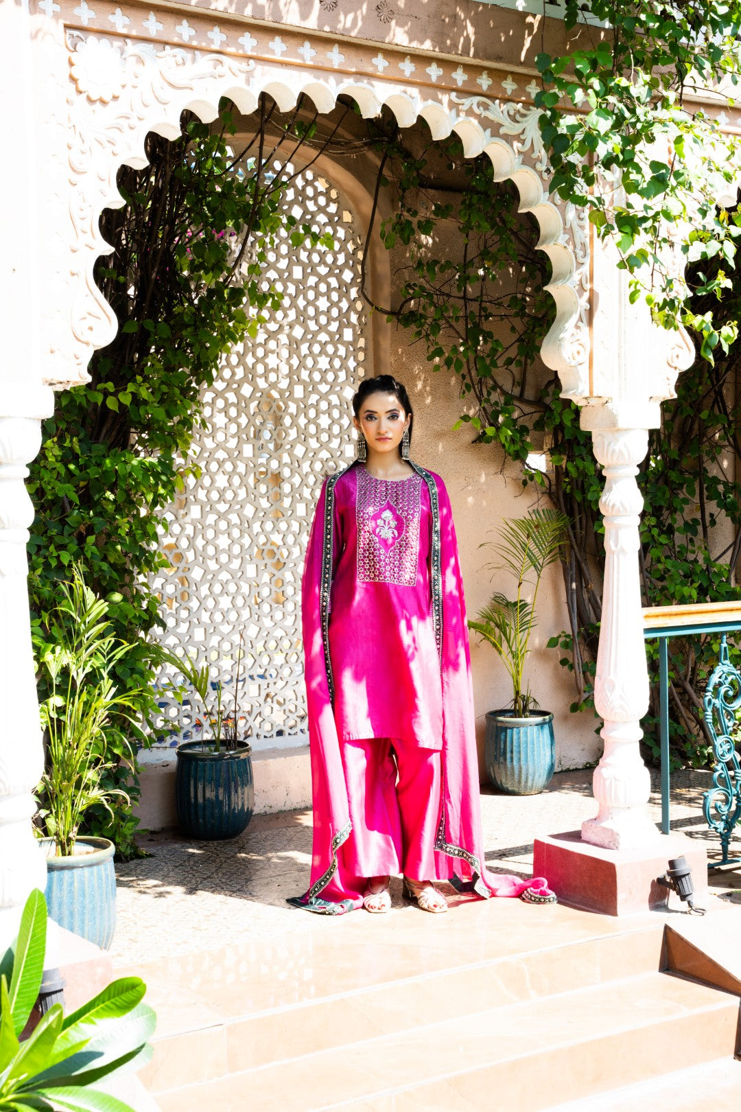 Rani Pink Coins Yoke Pallazzo Set
