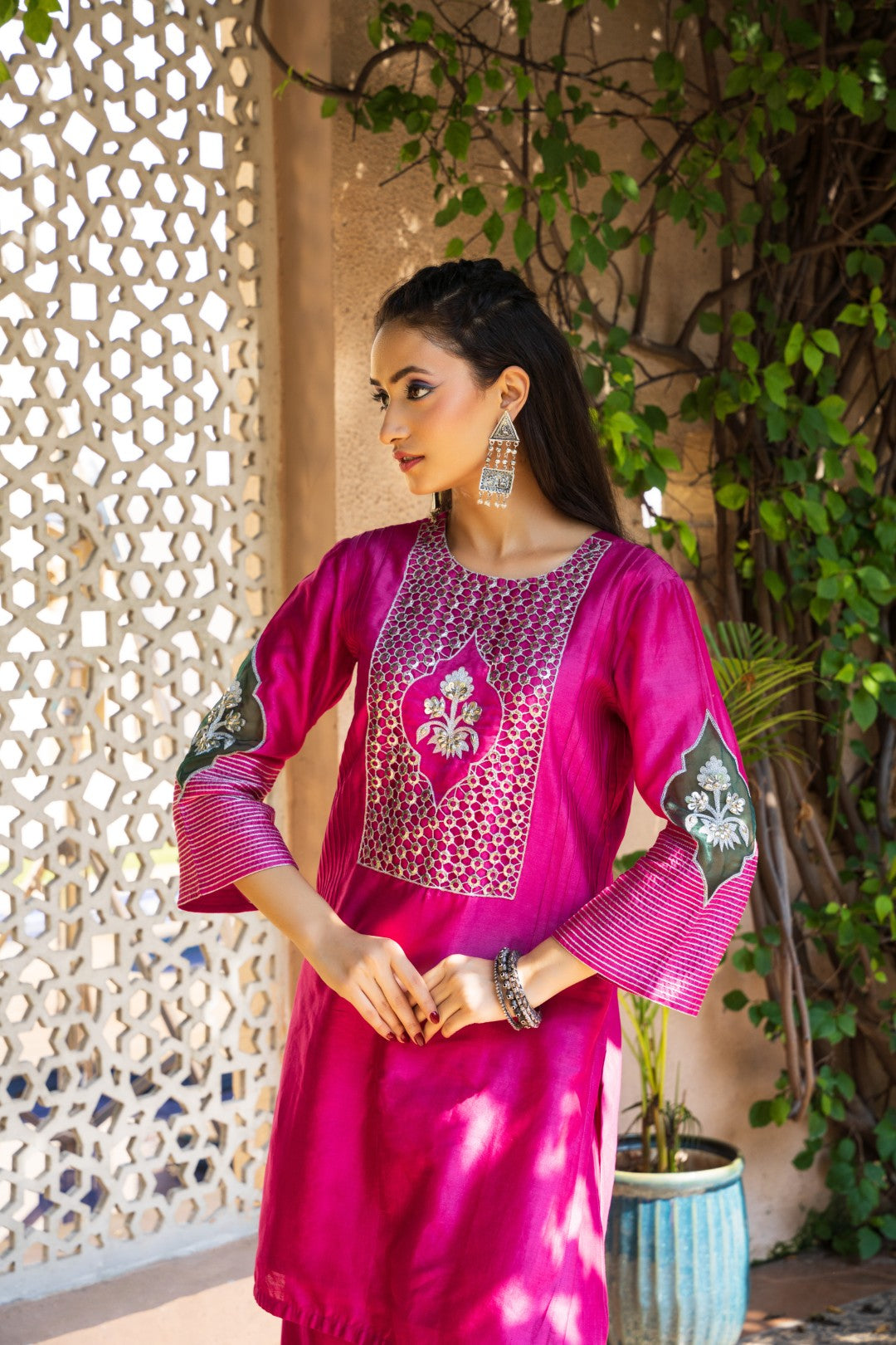 Rani Pink Coins Yoke Pallazzo Set