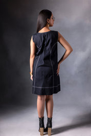 Black Floral Patch Work Dress